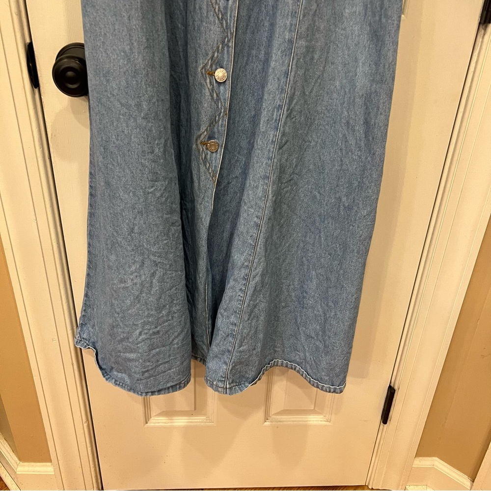 Vintage Guess Denim Midi Dress Button Down Sleeveless Y2K Western Boho Indie - Picture 6 of 7